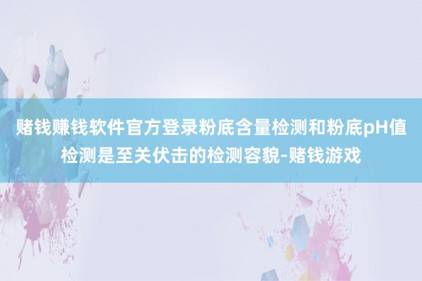 赌钱赚钱软件官方登录粉底含量检测和粉底pH值检测是至关伏击的检测容貌-赌钱游戏